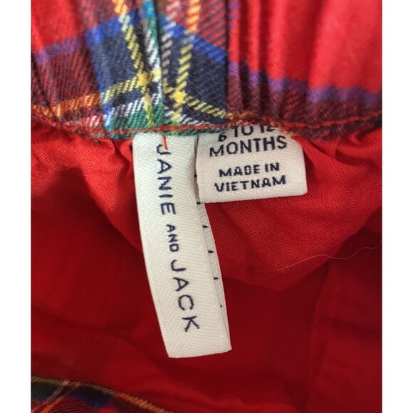 Janie and Jack Plaid Suspender Pants 6–12 Months Red Tartan Holiday - Picture 6 of 6